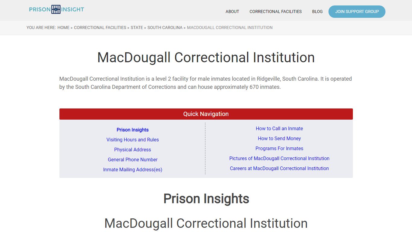 MacDougall Correctional Institution - Prison Insight