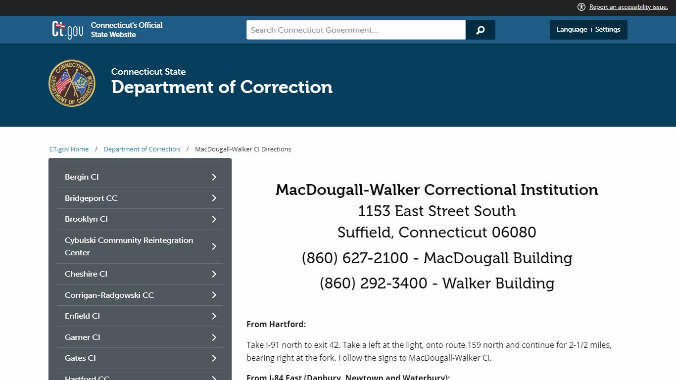 MacDougall-Walker CI Directions